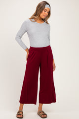 Dark Burgundy Wide Leg Ankle Maternity Lounge Pants