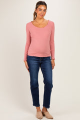 Navy Dark Wash Cropped Slim Straight Leg Maternity Jeans