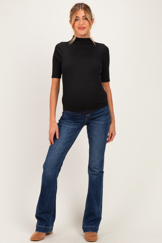Navy Dark Wash Trouser Hem Bootcut Maternity Jeans