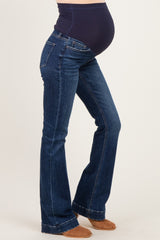 Navy Dark Wash Trouser Hem Bootcut Maternity Jeans
