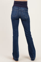 Navy Dark Wash Trouser Hem Bootcut Maternity Jeans