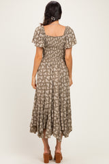 Olive Floral Embroidered Maxi Dress