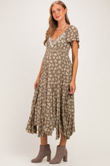 Olive Floral Embroidered Maternity Maxi Dress