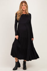 Black Long Sleeve Maternity Maxi Dress