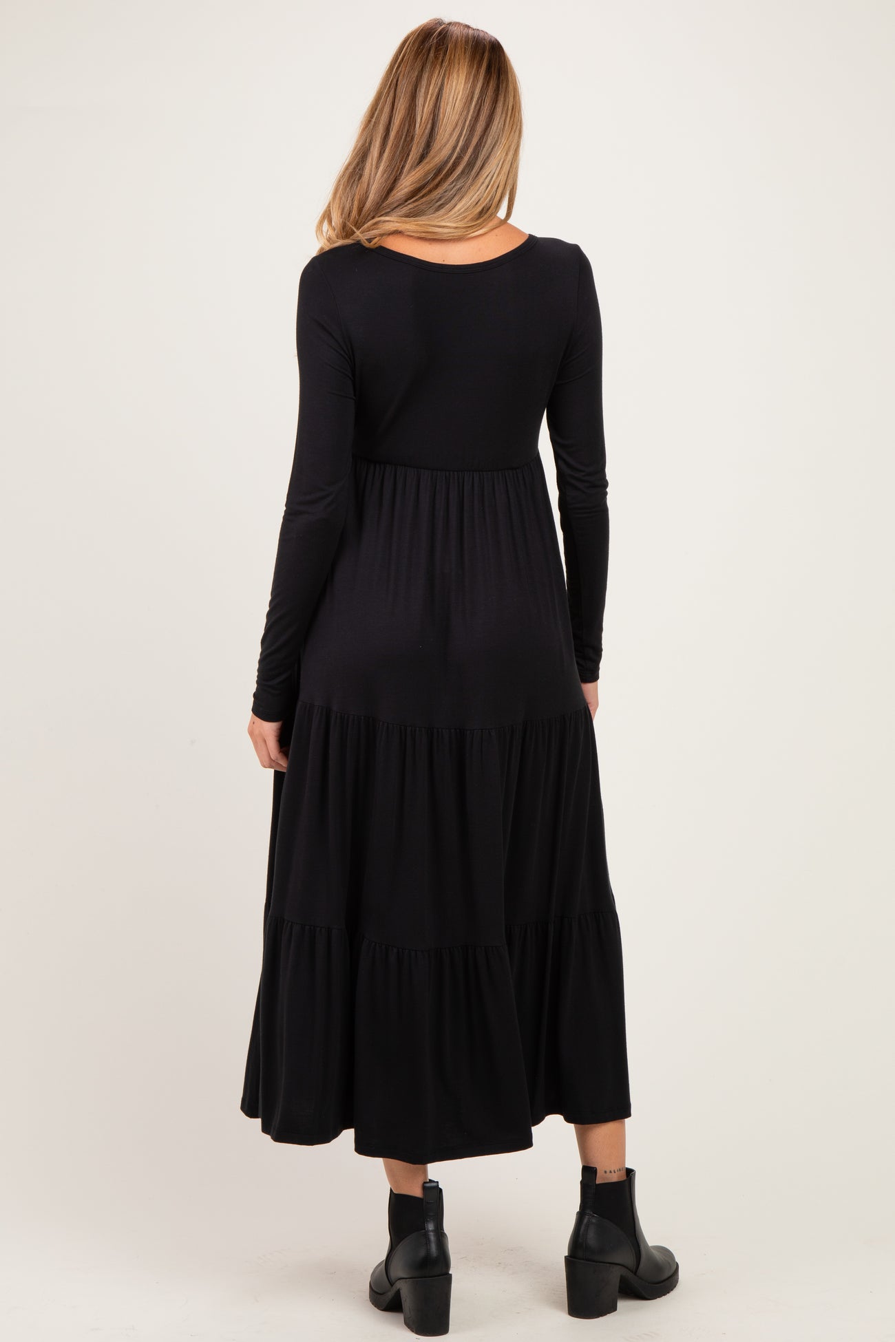 Black Long Sleeve Maternity Maxi Dress