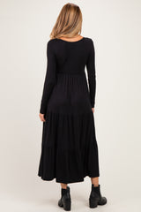 Black Long Sleeve Maternity Maxi Dress