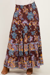 Cocoa Floral Smocked Waistband Tiered Maxi Skirt