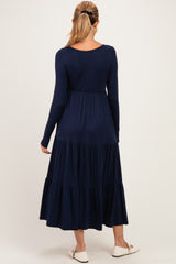 Navy Long Sleeve Maternity Maxi Dress