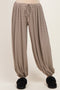 Brown Striped Knit Drawstring Maternity Pants