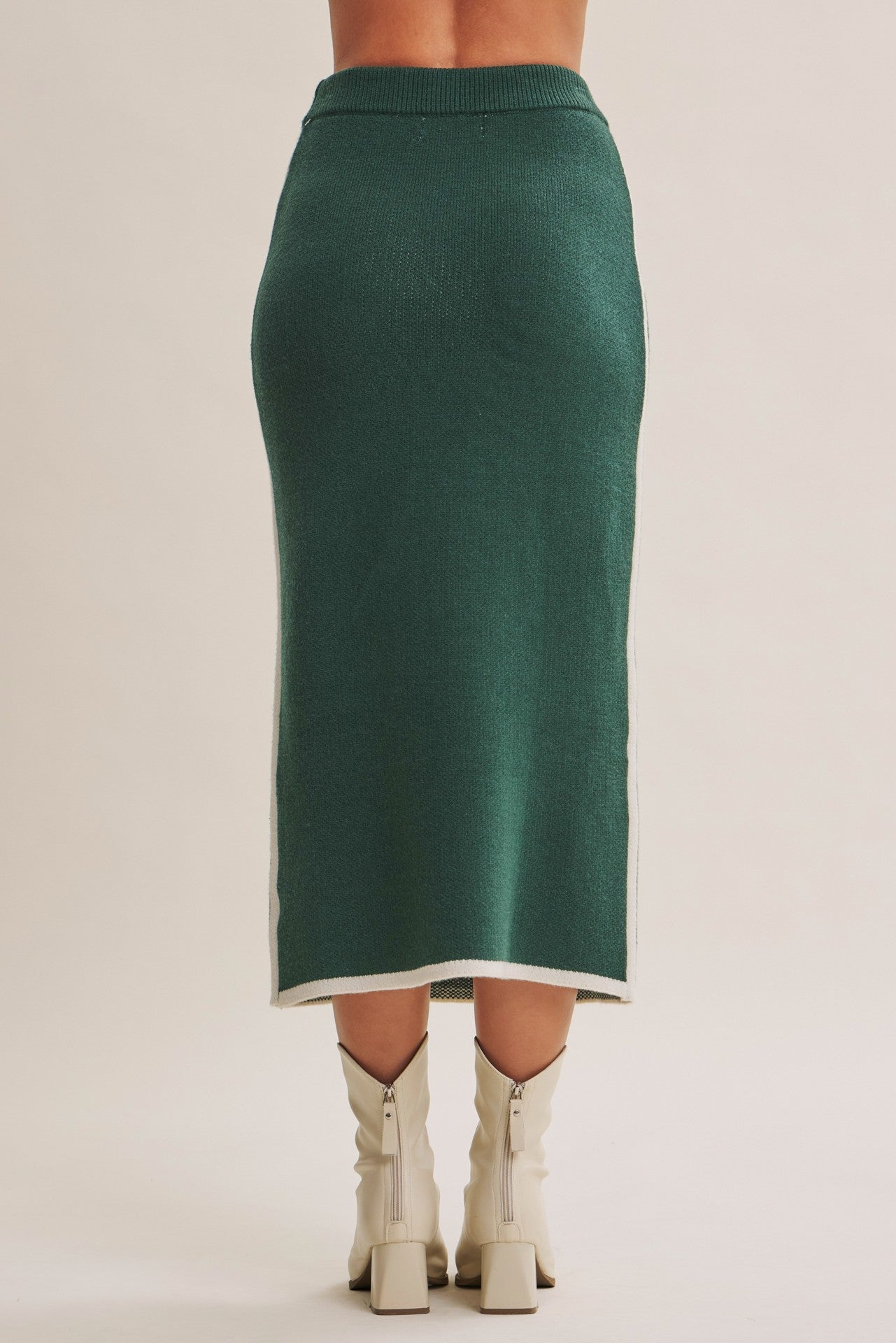 Forest Green Side Stripe Sweater Midi Skirt