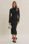Black Fitted Lace Midi Dress