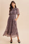 Midnight Ruffle Floral Print Maxi Dress