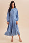 Blue Dusk Embossed Velvet Floral Maxi Dress