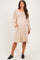 Beige Long Puff Sleeve Knit Maternity Dress