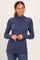 Navy Ribbed Fitted Mock Neck Long Sleeve Top