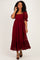 Burgundy Floral Lace Square Neck Maxi Dress