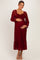Burgundy Sweetheart Lace Long Sleeve Maternity Maxi Dress