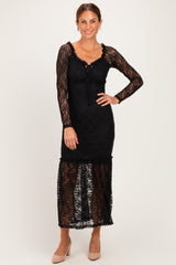 Black Off Shoulder Long Sleeve Boho Maxi Dress