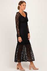 Black Off Shoulder Long Sleeve Boho Maxi Dress