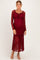 Burgundy Off Shoulder Long Sleeve Boho Maternity Maxi Dress