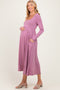 Mauve Lavender Long Sleeve Scoop Neck Maternity Maxi Dress
