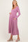 Mauve Lavender Long Sleeve Scoop Neck Maternity Maxi Dress