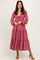 Mauve Tiered Long Sleeve V-Neck Maxi Dress