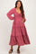 Mauve Tiered Long Sleeve V-Neck Maternity Maxi Dress