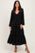 Black Tiered Long Sleeve V-Neck Maxi Dress