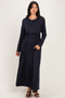 Navy Empire Waist Long Sleeve Maxi Dress