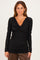 Black Ribbed Knit Long Sleeve Wrap Nursing Top