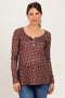 Brown Long Sleeve Maternity Henley Top