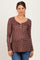 Brown Long Sleeve Maternity Henley Top