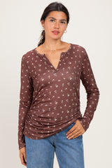 Brown Floral Long Sleeve Top