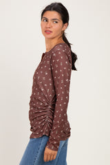 Brown Floral Long Sleeve Top