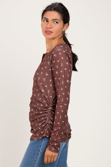 Brown Floral Long Sleeve Top