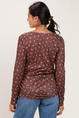 Brown Floral Long Sleeve Top