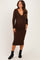 Brown Long Sleeve Wrap V-Neck Maternity Nursing Midi Dress