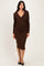 Brown Long Sleeve Wrap V-Neck Nursing Midi Dress