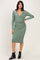 Sage Long Sleeve Wrap V-Neck Nursing Midi Dress