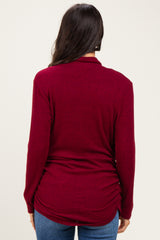Burgundy Heathered Draped Wrap Nursing Top