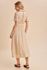 Buttercream Floral Button Down Tie Waist Midi Dress