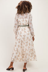 Cloud Floral Sash Tiered Maternity Maxi Dress