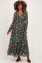 Eucalyptus Floral Chiffon Button Down Maternity Maxi Dress