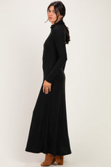 Black Turtleneck Long Sleeve Maxi Dress