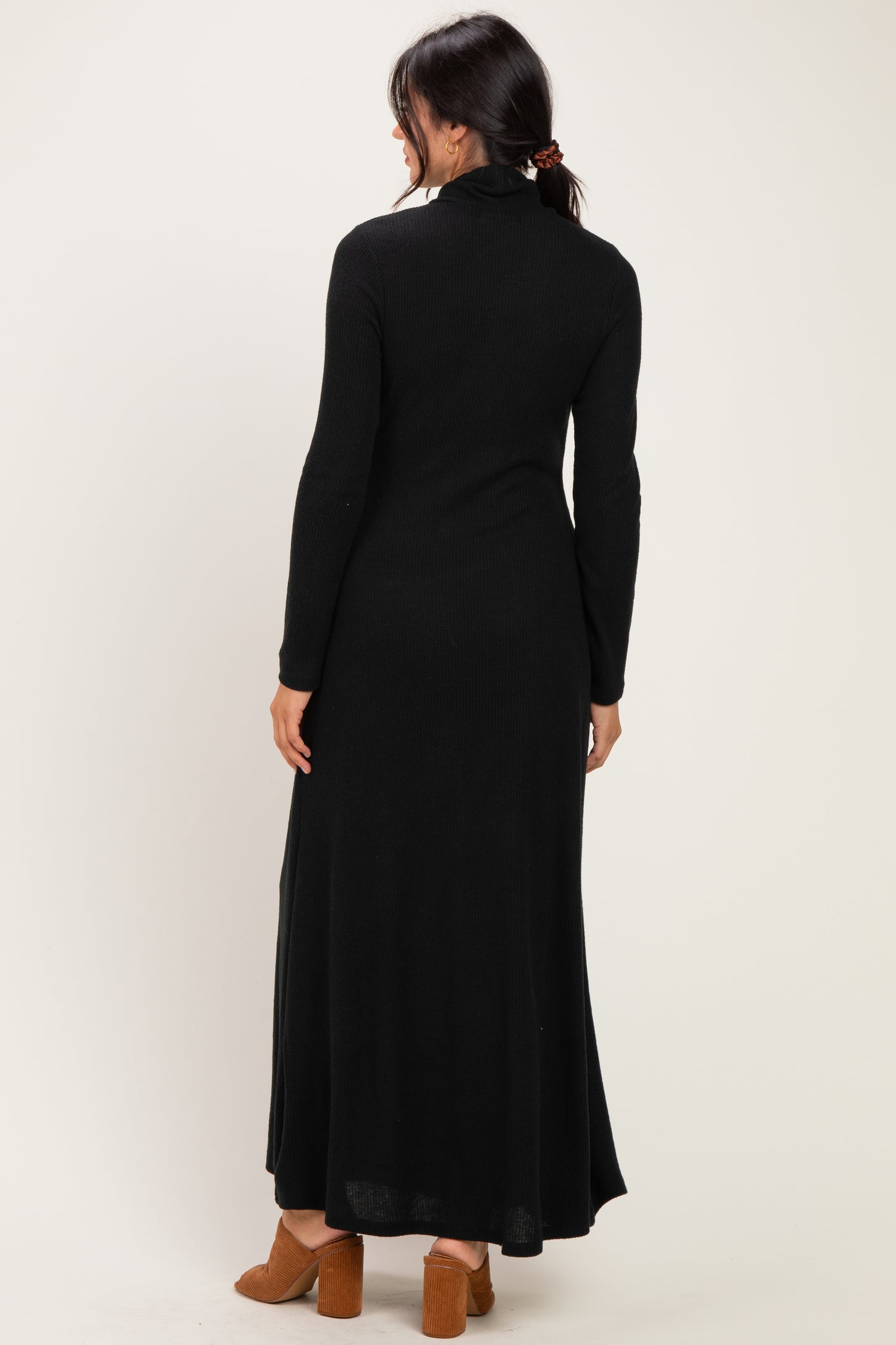 Black Turtleneck Long Sleeve Maxi Dress