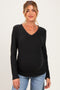 Black Long Sleeve V-Neck Maternity Top
