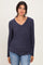 Navy Long Sleeve V-Neck Top