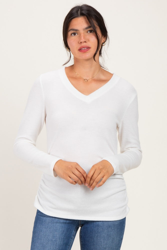 Ivory Long Sleeve V-Neck Maternity Top