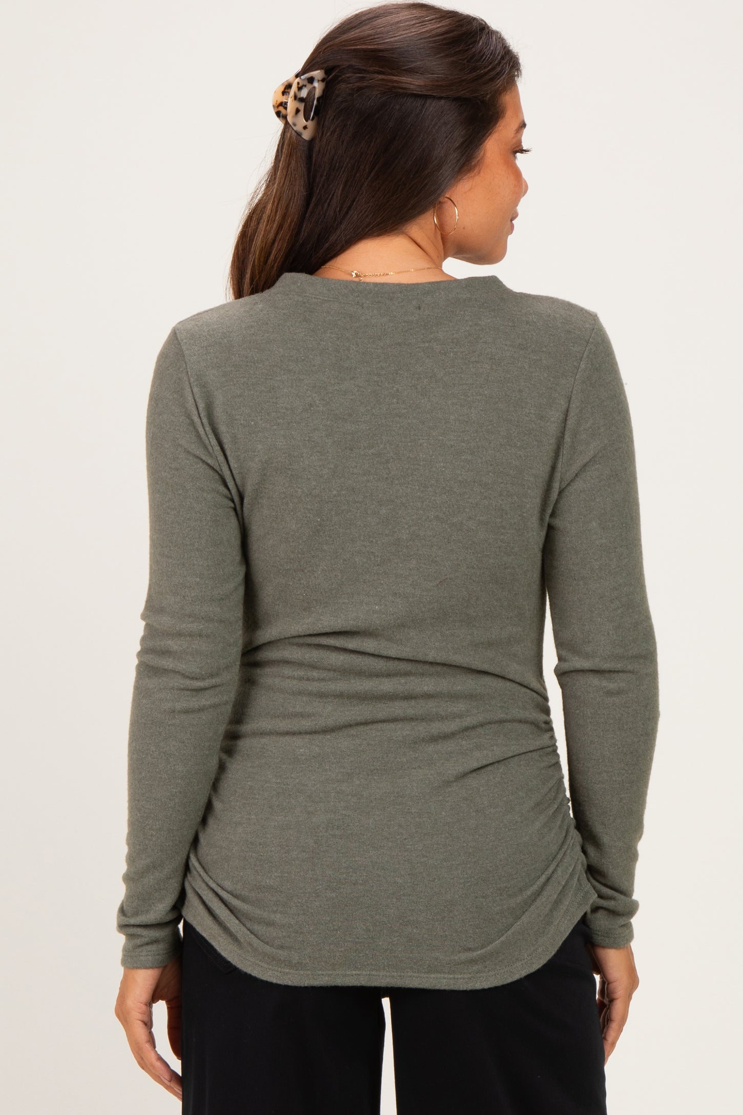 Olive Long Sleeve V-Neck Maternity Top